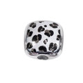 Perle carrée argentée en acrylique motif léopard pour la création de bijoux DIY et artisanat - Style Carré Arrondi / Lot de 10 / Blanc