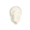 Perle tête de mort en acrylique blanc brillant avec design 3D pour bijoux DIY - Crâne / Vernis de cuisson / Blanc