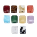 Set of ten colorful square resin beads with marble texture and holes for DIY jewelry - Small Square (20251110)