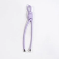 Lanière porte-clés en cuir tressé violet clair avec embouts métalliques argentés - Violet