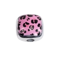 Perle en émail rose à motif léopard avec base en métal pour la création de bijoux DIY - Style Carré Arrondi / Lot de 10 / Rose