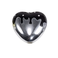 Breloque coeur en métal argenté avec email noir et pois blancs pour bijoux DIY - Style Cœur Émaillé / Noir