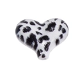 Perle cœur en acrylique à motif léopard pour bijoux DIY avec motif noir et blanc - Cœur / Blanc