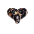 Perle cœur en acrylique imprimé léopard pour création de bijoux DIY - Cœur / Noir