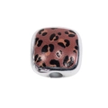 Perle carrée en acrylique à motif léopard et base en métal poli pour bijoux DIY - Style Carré Arrondi / Lot de 10 / Café foncé