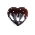 Perle de cœur en argent poli avec glaçage au chocolat et pois blancs pour bijoux DIY - Style Cœur Émaillé / Café Foncé