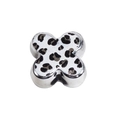 Pendentif trèfle avec motif léopard sur finition argent poli pour bijoux DIY - Style Trèfle à Croix / Lot de 10 / Blanc