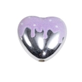 Pendentif cœur DIY avec finition miroir argentée et motif goutte violet pour bijoux - Style Cœur Émaillé / Violet