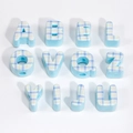Alphabet beads with blue plaid pattern and large holes for DIY phone chain jewelry - Blue