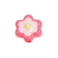 Pink acrylic six-petal flower bead with yellow center for DIY hair rope and jewelry - Painted - Rose Red