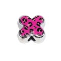 Breloque trèfle argentée avec motif léopard rose pour bijoux et bracelets DIY - Style Trèfle à Croix / Lot de 10 / Rose rouge