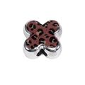 Charm en forme de X avec imprimé léopard et finition argentée pour bijoux DIY - Style Trèfle à Croix / Lot de 10 / Café foncé