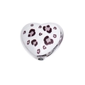 Perle cœur argentée avec imprimé léopard bordeaux pour bijoux et colliers DIY - Petit Modèle Coeur / Lot de 10 / Blanc