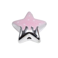 Perle étoile rose à pois avec base en métal argenté pour accessoires bijoux DIY - Style Étoile avec Émail Égoutté / Rose Clair