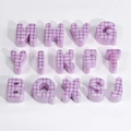 Alphabet beads featuring purple plaid patterns for DIY mobile chains and jewelry - Purple