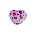 Pendentif cœur imprimé léopard rose avec paillettes et cadre en alliage pour bijoux DIY - Petit Modèle Coeur / Lot de 10 / Violet