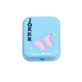 Light blue rectangular Joker bead with jester hat icon for DIY jewelry making - Playing Card / Blue