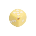 Pendentif dé jaune 14mm en acrylique avec points blancs et trou pour création de bijoux - Perle de dé à trou diagonal / Jaune