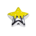 Pendentif étoile pour création bijoux avec glaçage jaune et finition argent poli - Style Étoile avec Émail Égoutté / Jaune