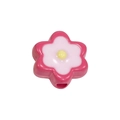 Pink and white acrylic six-petal flower bead with a yellow center for DIY jewelry making - Lacquered - Peach