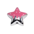 Pendentif étoile rose émaillé avec base argentée et pois blancs pour bijoux DIY - Style Étoile avec Émail Égoutté / Rose rouge