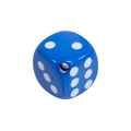 Abalorio de dado acrílico azul de 14mm con puntos blancos y orificio para joyería artesanal - Cuenta de dado con agujero diagonal / Azul