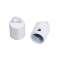 White spray-painted alloy rope end cap with ring and side screw hole for DIY keychains - Short Style / White