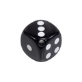 Cuenta de dado negra de acrílico de 14mm con puntos blancos para creación de joyas DIY - Cuenta de dado con agujero diagonal / Negro