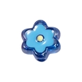Blue acrylic six-petal flower bead with yellow center for DIY jewelry making - Transparent - Royal Blue
