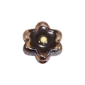 Translucent dark brown acrylic six-petal flower bead with yellow center for DIY crafts - Transparent - Coffee