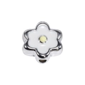 White enamel six-petal flower acrylic bead for DIY hair accessories and phone straps - Silver-White
