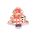 Pink acrylic Christmas tree bead with festive patterns for DIY jewelry making - Candy Cane Texture Style (Pic 4)