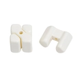 Set of two white H-shaped acrylic beads with center holes for DIY jewelry making - Large-White