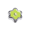 Silver acrylic flower bead with green enamel and cream center for DIY jewelry - Silver - Fruit Green