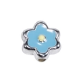Acrylic six-petal flower bead accessory in sky blue with yellow center for DIY crafting - Silver-Light Blue