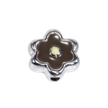 DIY flower bead in silver metal with dark brown enamel for jewelry making - Silver - Dark Coffee