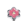 Pink acrylic six-petal flower charm bead for DIY jewelry making and phone straps - Silver - Peach