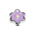 DIY purple acrylic six-petal flower bead with silver base for jewelry making - Silver-Purple