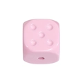 Pink cube dice-shaped silicone bead with 5 dots and a center hole for DIY crafts - Straight Hole Dice / Pink