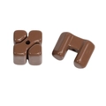 Square and U-shaped acrylic beads in glossy dark brown for DIY jewelry crafts - Large-Dark Coffee