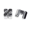 Glossy silver metallic acrylic square beads with central hole for jewelry DIY crafting - Large Silver
