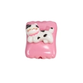 Pink rectangular acrylic bead with cute white kitten charm for DIY jewelry accessories - Square Candy / Animal - Light Pink