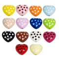 Colorful acrylic heart-shaped beads with polka dot patterns for DIY jewelry making - Polka Dot Heart / Random Color