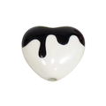 DIY acrylic heart-shaped bead with black drip glaze and white finish for jewelry - Drip Glazed Heart / White