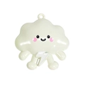 Cute milky white alloy cloud pendant with smiling face and lightning bolt charm - White