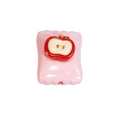 Pink rectangular acrylic beads with red apple design for DIY jewelry and phone chains - Square Candy / Fruit - Light Pink