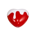 DIY red heart-shaped acrylic bead with white dripping glaze for jewelry making - Drip Glazed Heart / Red