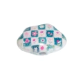 Blau-weiß karierter DIY-Wolkenanhänger mit rosa Blumenmuster für Schmuckherstellung - Blau - Kleine Blume