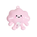 Pink smiling cloud pendant with white lightning bolt and glossy resin finish - Pink