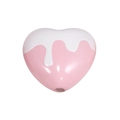 Pink and white heart-shaped acrylic bead with through-hole for DIY jewelry making - Drip Glazed Heart / Pink